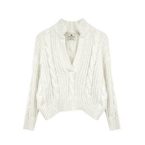 DENIMIST Split Neck Cable Sweater XXS